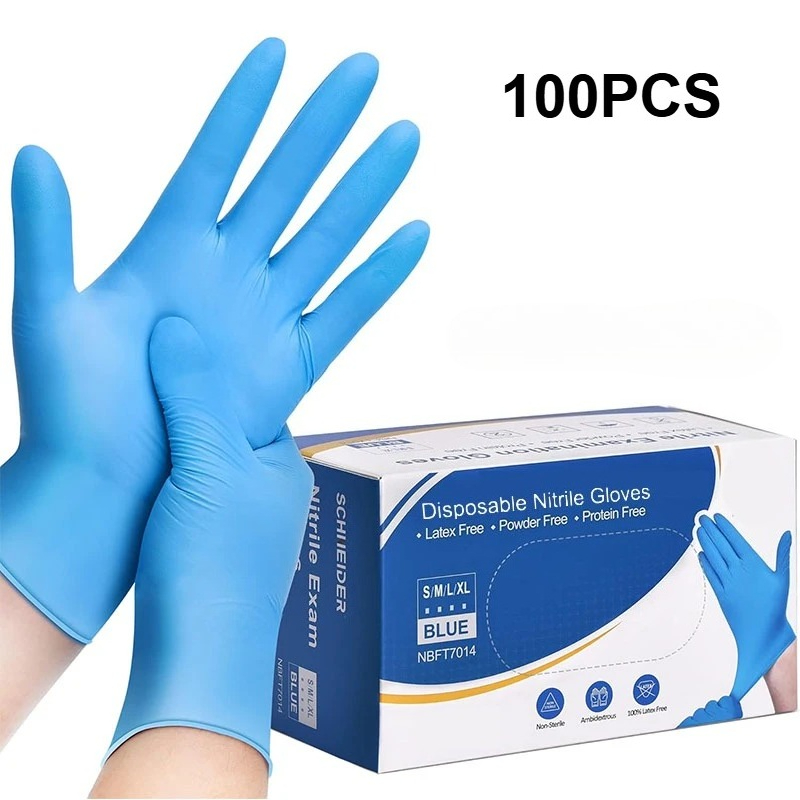 Nitrile Mechanic Glove - 100 قطعة من قفازات النتريل الزرقاء