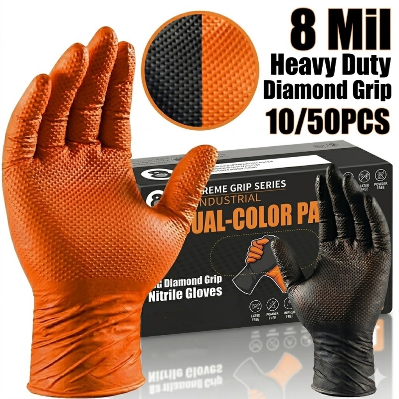قفازات نتريل برتقالية متينة 8  - مراجعة Nitrile Mechanic Glove وسعره